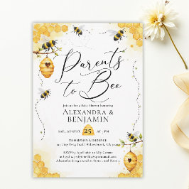 Parents Bee Summer Watercolor Coed Baby Shower Kaart