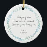Parents of the Groom Ornament Gift - Beach Blue<br><div class="desc">Simple and sweet keepsake "ouders of the groom" ornament gift. The artwork is simpel and elegant with a while of natural blues and greens, while the text is from the heart. A beachy, simpel, natural vibe, great gift for groom to give his ouders the day before the wedding or on...</div>