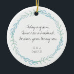 Parents of the Groom Ornament Gift - Beach Blue<br><div class="desc">Simple and sweet keepsake "ouders of the groom" ornament gift. The artwork is simpel and elegant with a while of natural blues and greens, while the text is from the heart. A beachy, simpel, natural vibe, great gift for groom to give his ouders the day before the wedding or on...</div>
