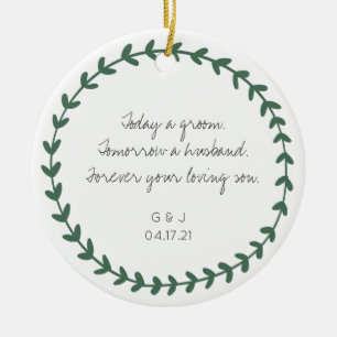 Parents of the Groom Thank You Gift - Simple Keramisch Ornament