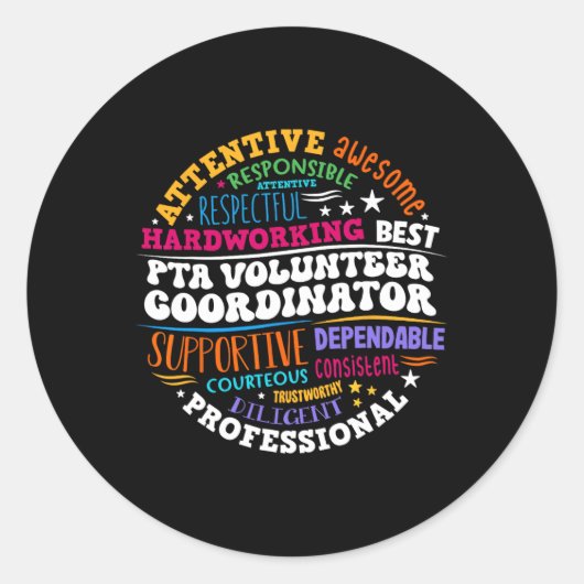 Parents Teacher Ociation Pta Volunteer Coordinator Ronde Sticker (Voorkant)