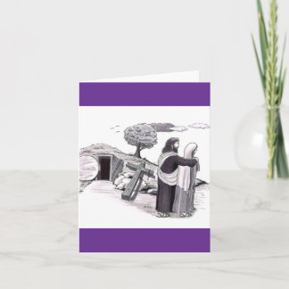 Parents Walking Past Tomb Where Son is and Crucifi Kaart