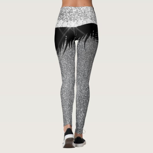 Parero Skirt Silver Glitter Sparkly Glam Black Leggings (Achterkant)
