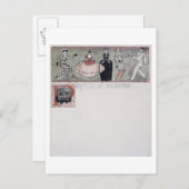 "Parfois il m'arrière" (inkt en w/c op papier) Briefkaart (Voorkant / Achterkant)