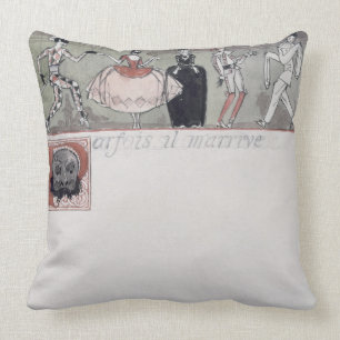 "Parfois il m'arrière" (inkt en w/c op papier) Kussen