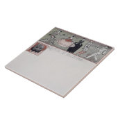 "Parfois il m'arrière" (inkt en w/c op papier) Tegeltje (Zijkant)