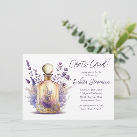Parfum en lavender | Boho Floral Afstuderen Kaart (Staand voorkant)