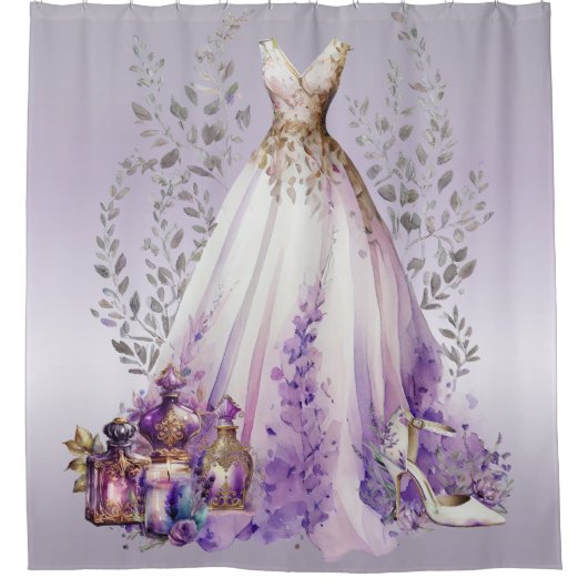 Parfum en lavender | Paarse mooie wilde bloem Douchegordijn (Voorkant)