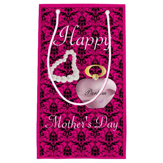 Parfum en Parells Moederdag Gift Bag PinkDamask Klein Cadeauzakje (Voorkant)