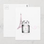 Parfum-flesje met Eiffeltoren en helling Briefkaart (Voorkant / Achterkant)