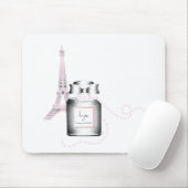 Parfum-flesje met Eiffeltoren en helling Muismat (Met muis)