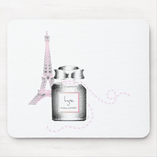 Parfum-flesje met Eiffeltoren en helling Muismat (Voorkant)