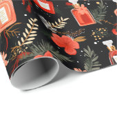 Parfum flessen chique kerst ontwerp cadeaupapier (Rol Hoek)