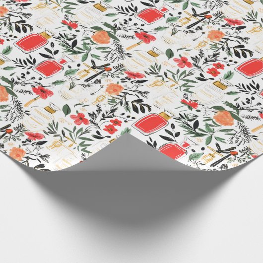 Parfum flessen chique kerst schoonheid cadeaupapier (Hoek)