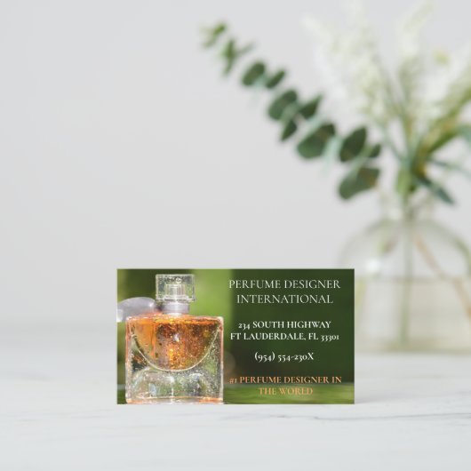Parfum ontwerper winkel parfum fles visitekaartje (Staand voorkant)