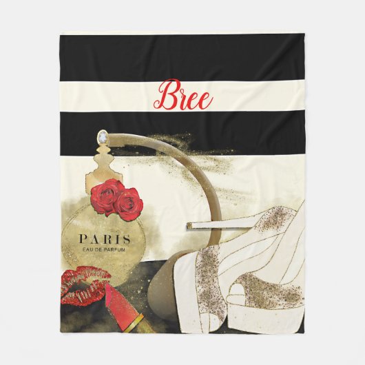 Parfum parfum Rozen Heels & lipstick Fleece Deken (Voorkant)
