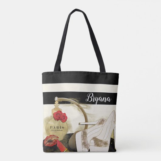 Parfum parfum Rozen Heels & lipstick Tote Bag (Achterkant)