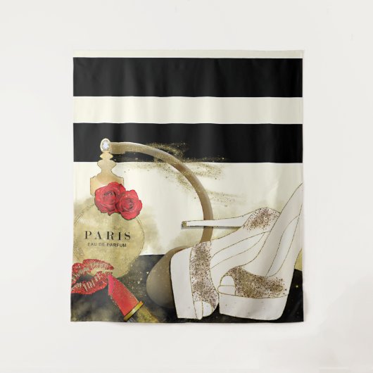 Parfum Parijs Parfum Rozen Hoge Hakken & Lippensti Wandkleed (Voorkant)