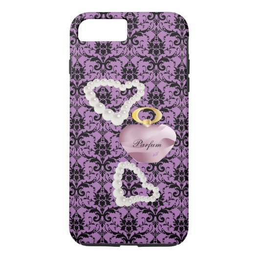 Parfum&Pearls Paars Damask iPhone7Plus Robuust Hoe Case-Mate iPhone Case (Achterkant)