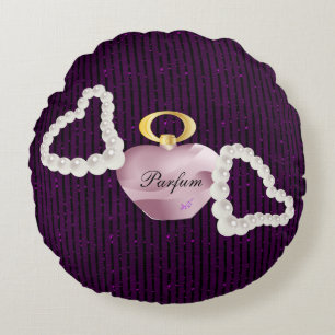 Parfum & Pearls Paarse Glitter Streep Ronde Kussen