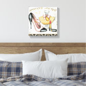 Parfum, rode lipstick en een hogedrukschoen canvas afdruk (Insitu (Slaapkamer))