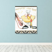 Parfum, rode lipstick en een hogedrukschoen canvas afdruk (Insitu (Houten vloer))