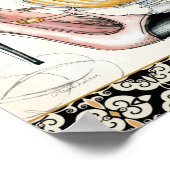 Parfum, rode lipstick en een hogedrukschoen poster (Hoek)