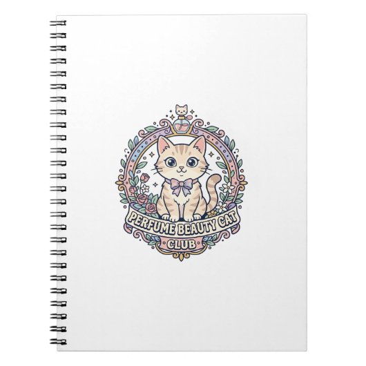Parfum Schoonheid Kat Schattige Kat T-Shirt Ontwer Notitieboek (Voorkant)