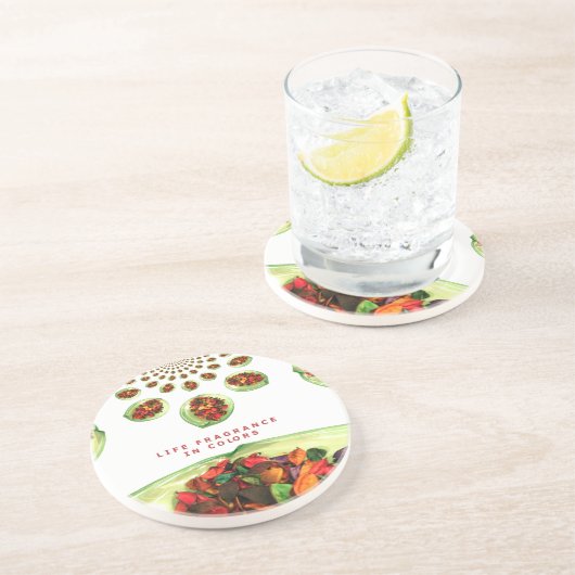 Parfum van het leven: Potpourri Inspirerend boodsc Zandsteen Onderzetter (Zijkant)