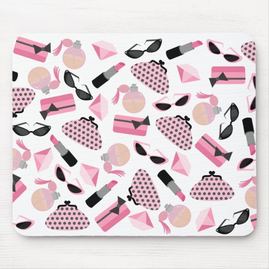 Parfume koopt zonnebrillen en lipstick Mousepad Muismat (Voorkant)