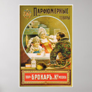 Parfumegeffracht oude Russische schoonheidscosmeti Poster