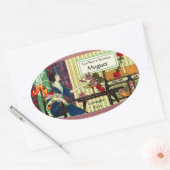  parfumetiket - Franse dame Ovale Sticker (Envelop)