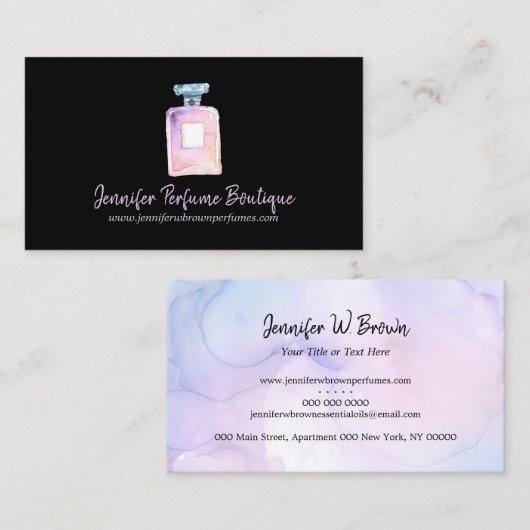 Parfumfles Etherische olie Aromatherapie Visitekaartje (Voorkant / Achterkant)