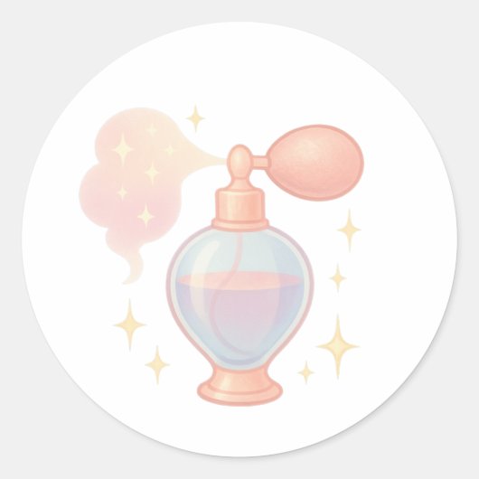 Parfumfles met glansmist ronde sticker (Voorkant)