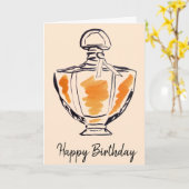 Parfumfles mode aquarel verjaardag kaart (Gele Bloem)