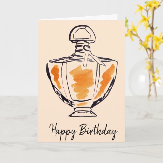 Parfumfles mode aquarel verjaardag kaart (Gele Bloem)