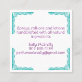 Parfumfles verstuiver geur lotion visitekaartje (Achterkant)