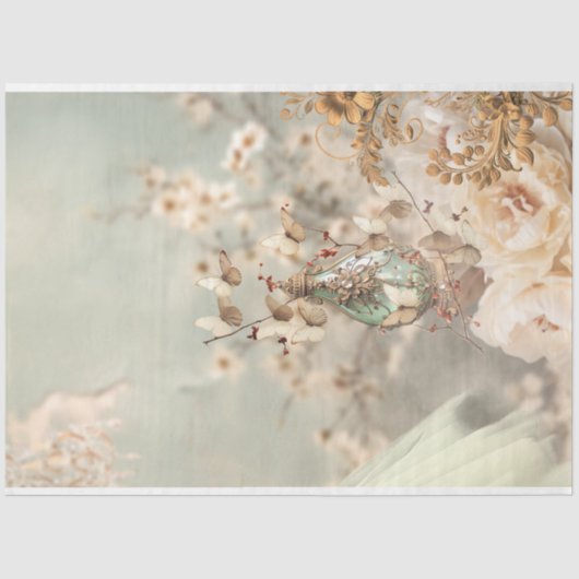 parfumflesje, vlinders en bloemen tissuepapier (Voorkant)