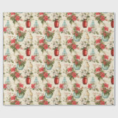  parfumflesjes Kerstbloemen Cadeaupapier (Vlak)