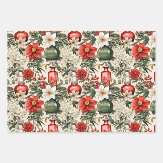 parfumflesjes retro kerst inpakpapier vel (Voorkant 2)