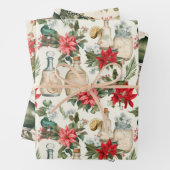 parfumflesjes retro kerst inpakpapier vel (In situ)