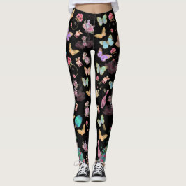 Parfumflessen, bloemen, vlinders aquarel leggings