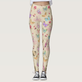Parfumflessen, bloemen, vlinders aquarel leggings
