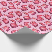 Parfumflessen, roze achtergrond, flatlay cadeaupapier (Hoek)