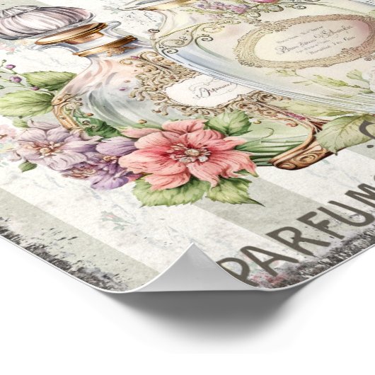 Parfumflessen Rozen Frans Script Poster (Hoek)