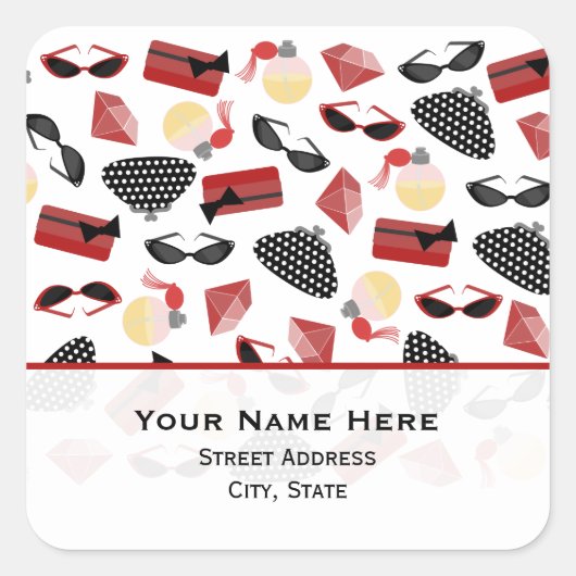 Parfumportemonnees Robijnen & Zonnebril Adres Stic Vierkante Sticker (Voorkant)