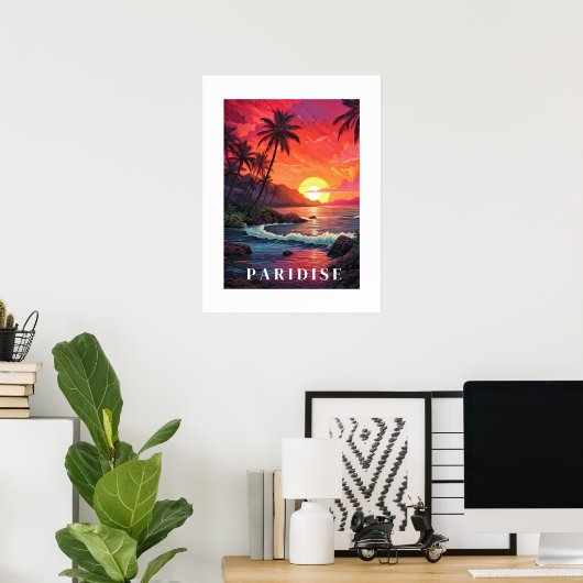 Paridise Tropical Beach Poster (Thuiskantoor)