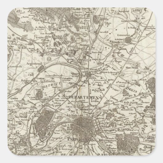 Parijs 5 vierkante sticker (Voorkant)