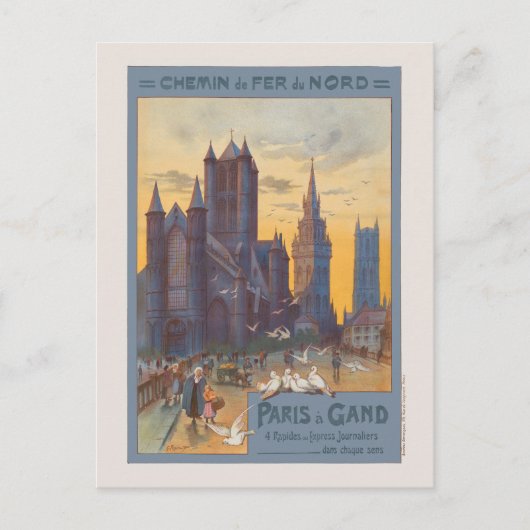 Parijs à Gand Vintage Poster 1892 Briefkaart (Voorkant)
