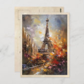 Parijs Abstracte olieverf in de Eiffeltoren Briefkaart (Voorkant / Achterkant)